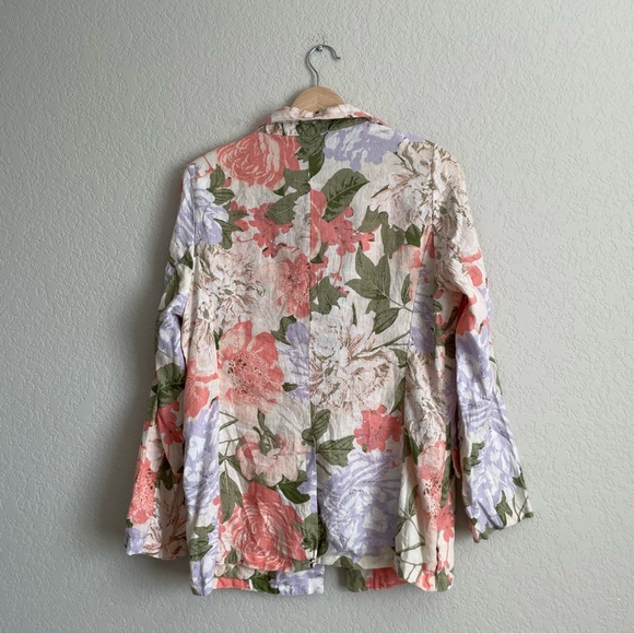 Joie Linen Blazer Womens Large Floral 100% Linen - Picture 2 of 6